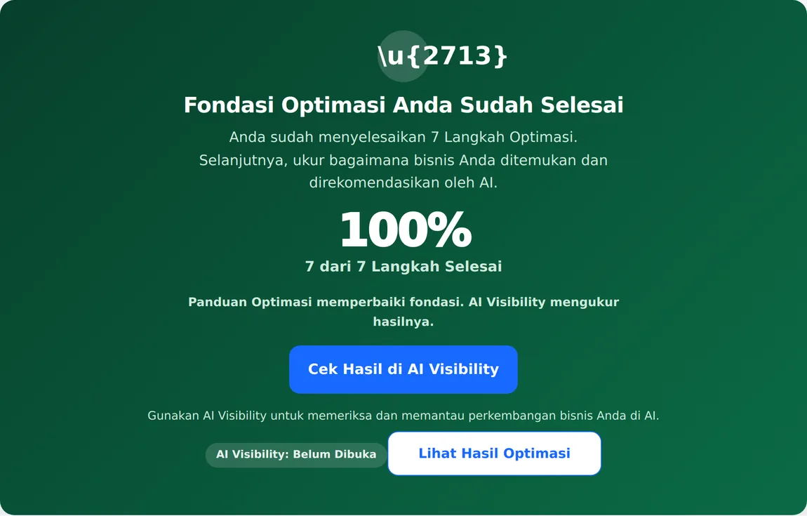 Setelah selesai, lanjutkan memantau perkembangan di AI Visibility.