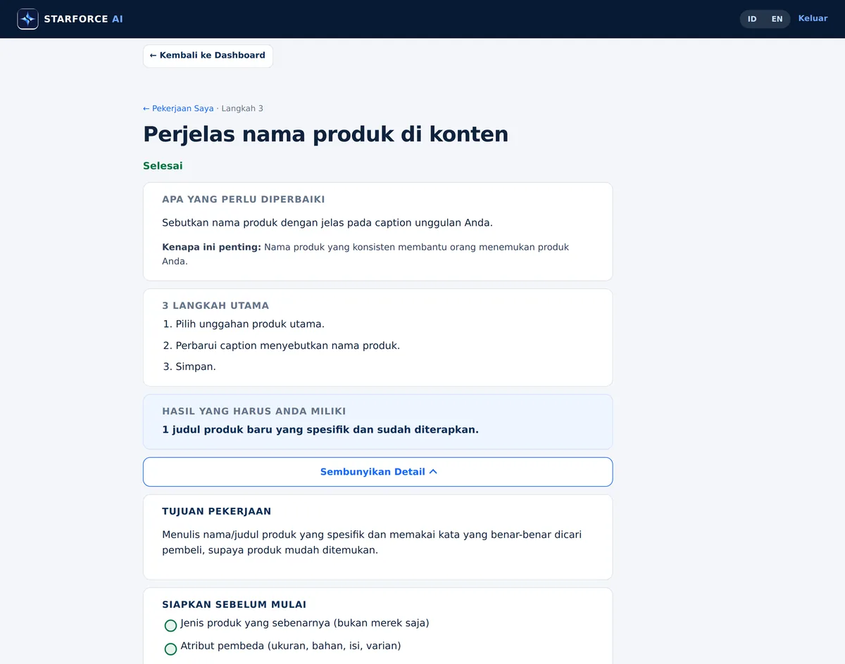Setiap pekerjaan punya panduan lengkap bila Anda butuh penjelasan.