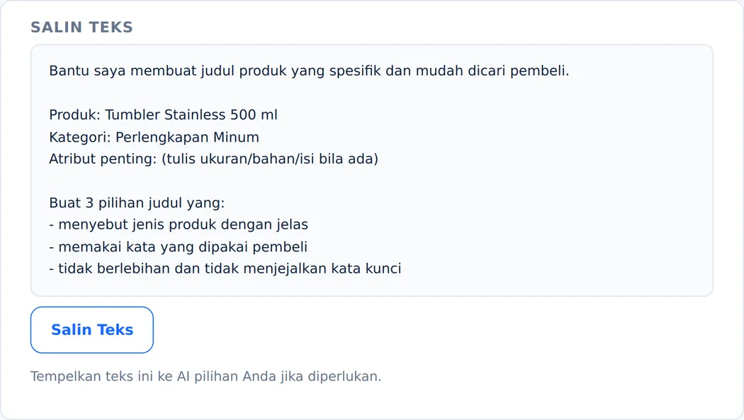 Teks siap pakai — salin, sesuaikan, lalu terapkan.